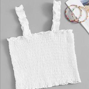 Thick Strap Shirred Crop Top